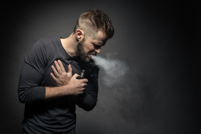 a vaper chokes on smoke
