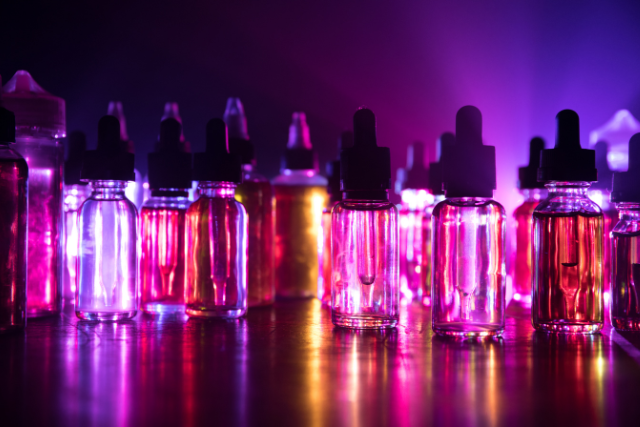 vape juice in clear bottles